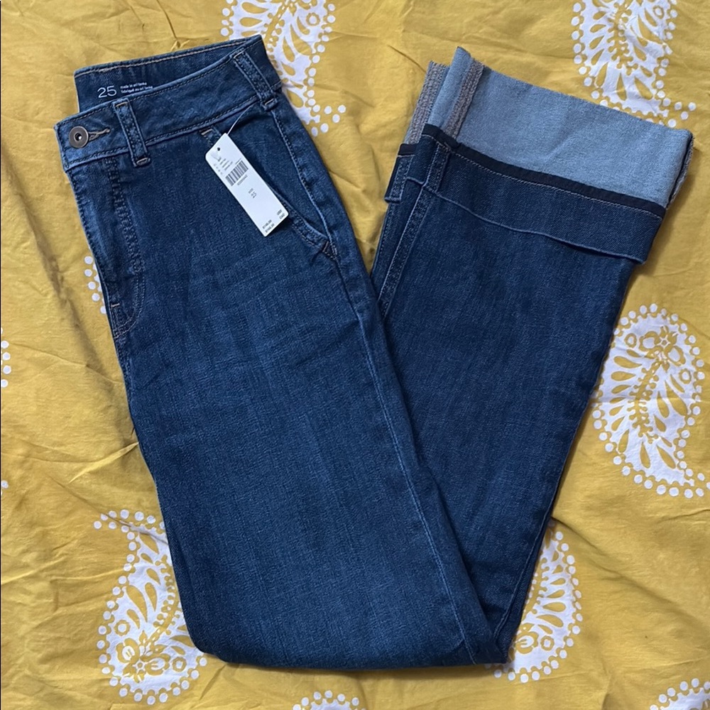 Pilcro Deep Indigo Cuffed Jeans